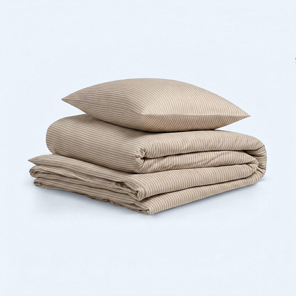 Katoenen beddengoed Beige/wit
